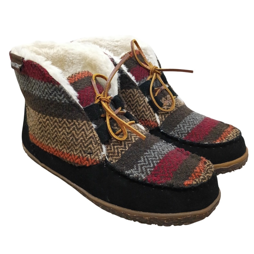 Minnetonka Womens 10 Torrey Cozy Aztec Wool Bootie Slippers Shoes